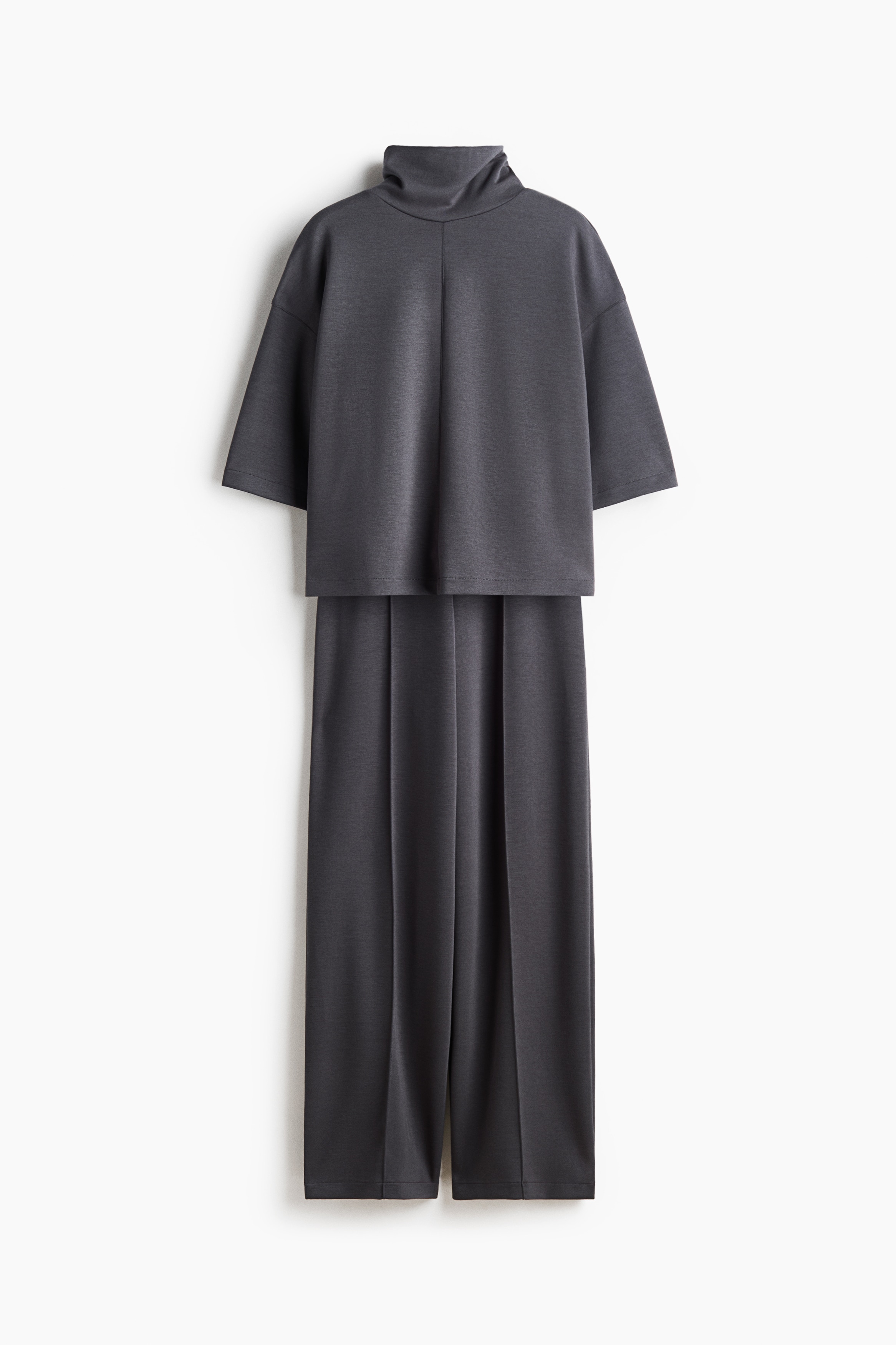 2-piece jersey set - Dark grey marl/Dark brown