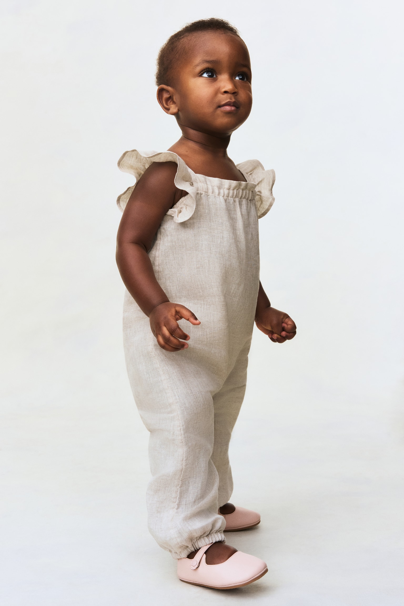 Детский комбинезон H&M Linen Romper Suit, цвет: Светлый бежевый — фото 3