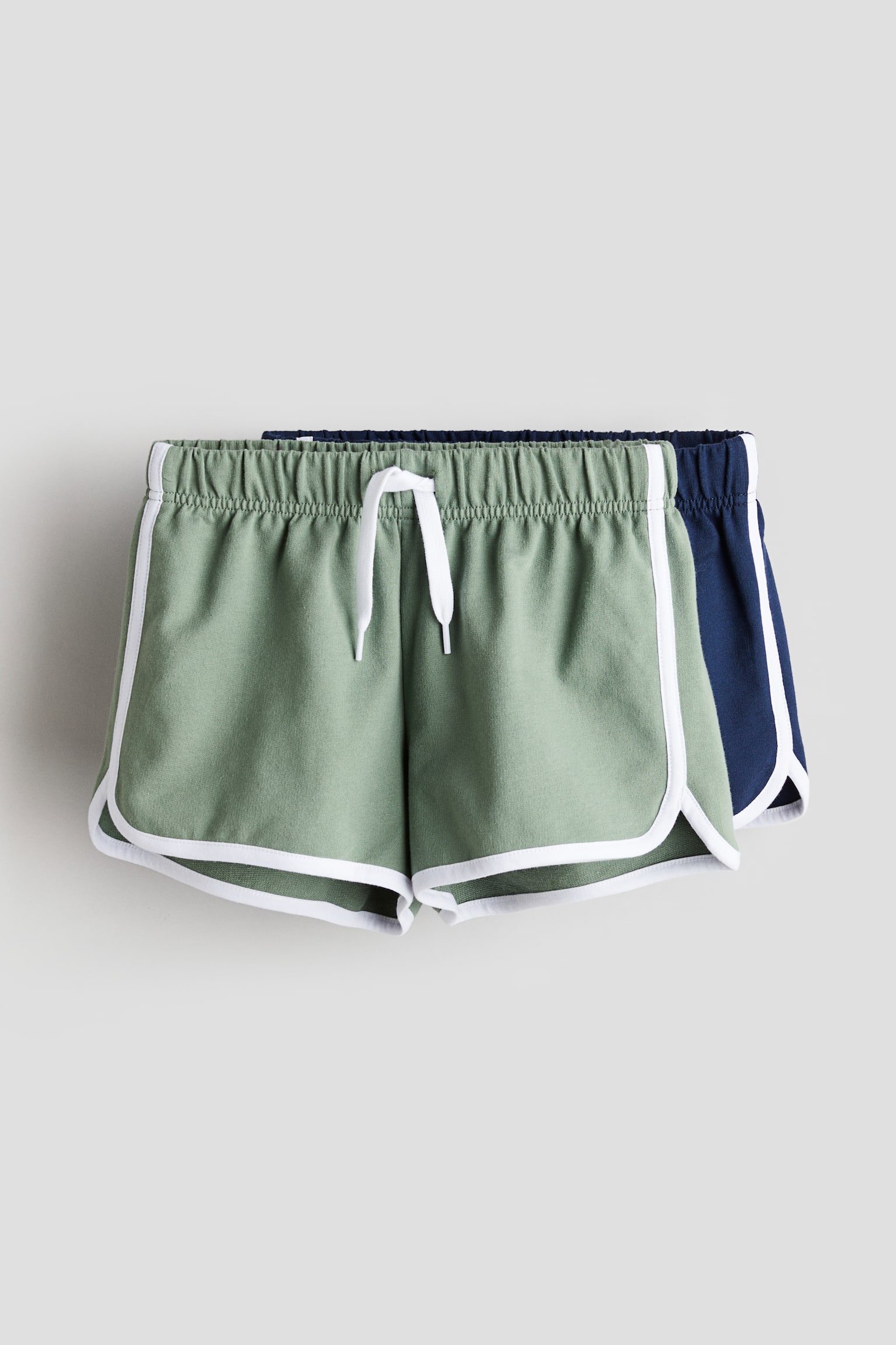 2-pack Sweat Shorts - Light khaki green/Navy blue/Black/Light grey marle/Navy blue/Light pink - 1