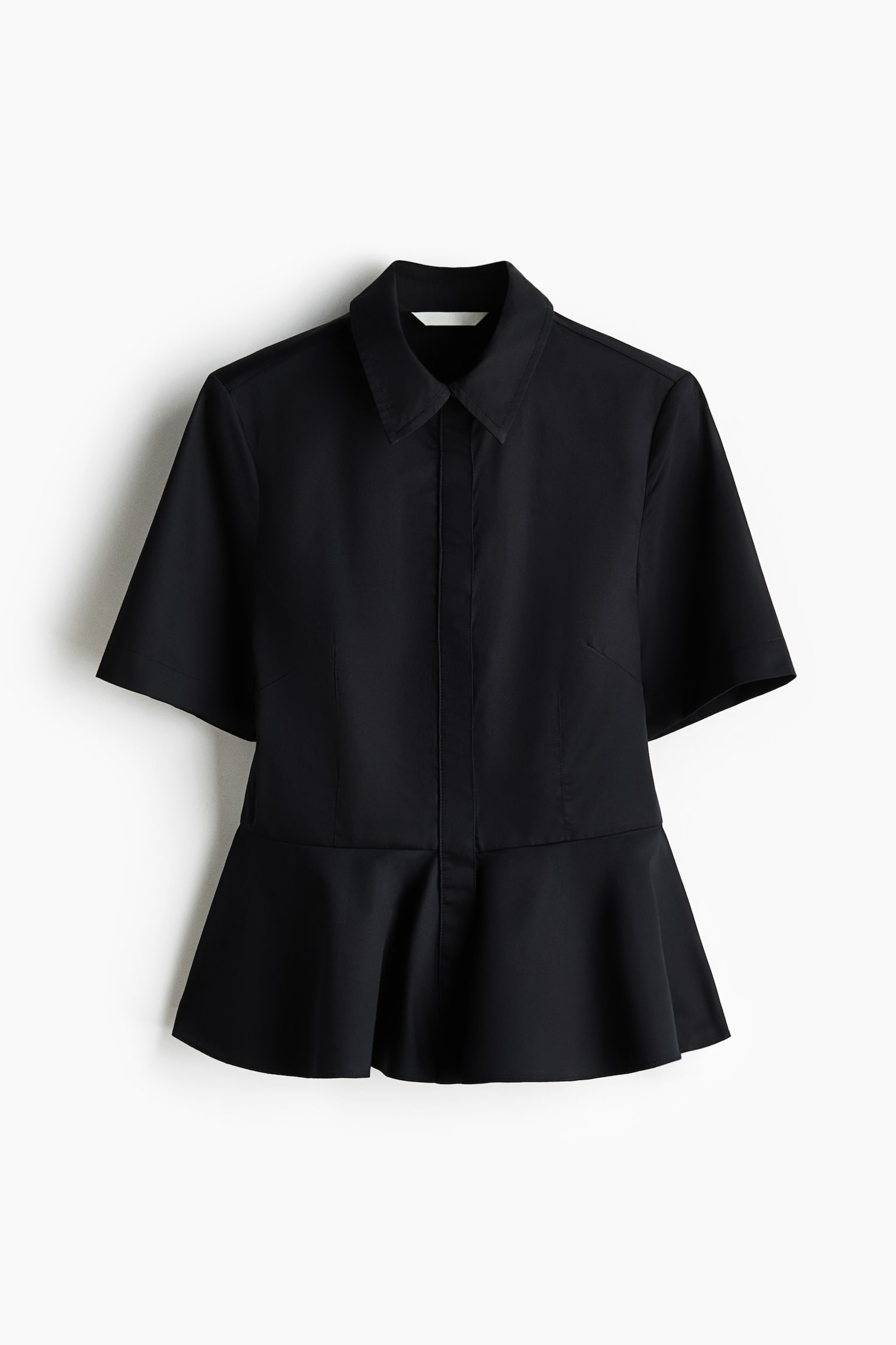 Женская рубашка H&M Poplin Peplum, цвет: Чёрный — фото 1