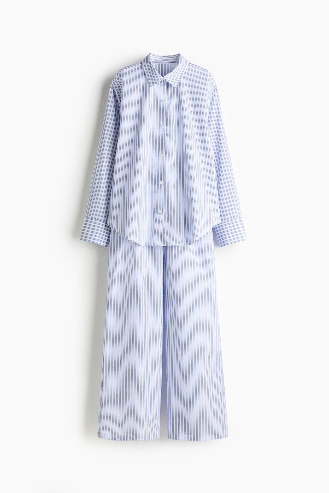 Women's White/blue striped Cotton Poplin Pajamas | H&M CA