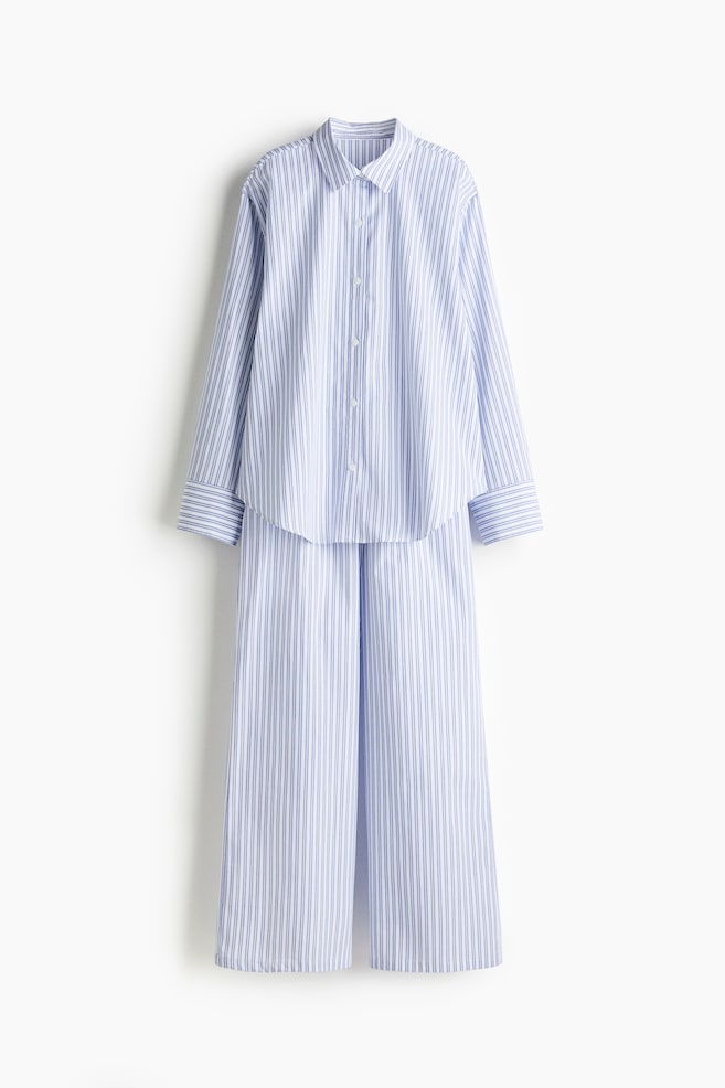Cotton poplin pyjamas - White/Blue striped/Light blue/White striped/Light turquoise/Striped - 1