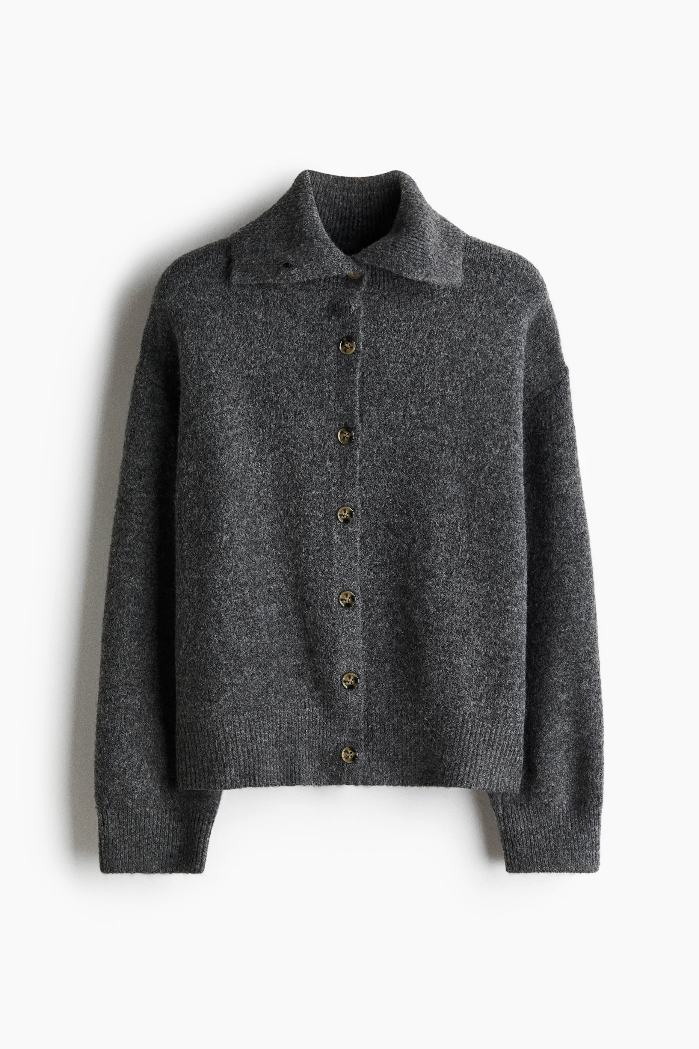 Cardigan med krave - Mørkegrå