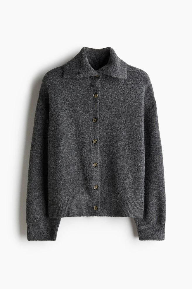 Cardigan con colletto - Grigio scuro - 1