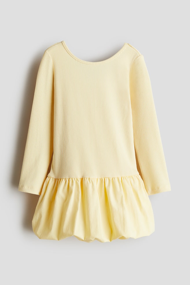 Long-sleeved balloon dress - Yellow - 1