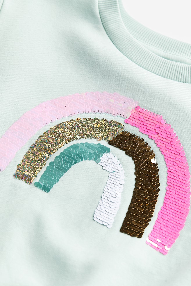 Reversible sequin-motif sweatshirt - Mint green/Rainbow/Dusty pink/Unicorn/Dusty lilac/Dark beige/Heart/dc - 3