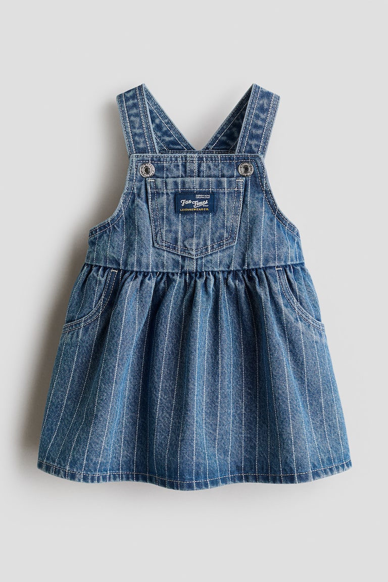 Denim blue/pinstriped Denim Overall Dress for kids