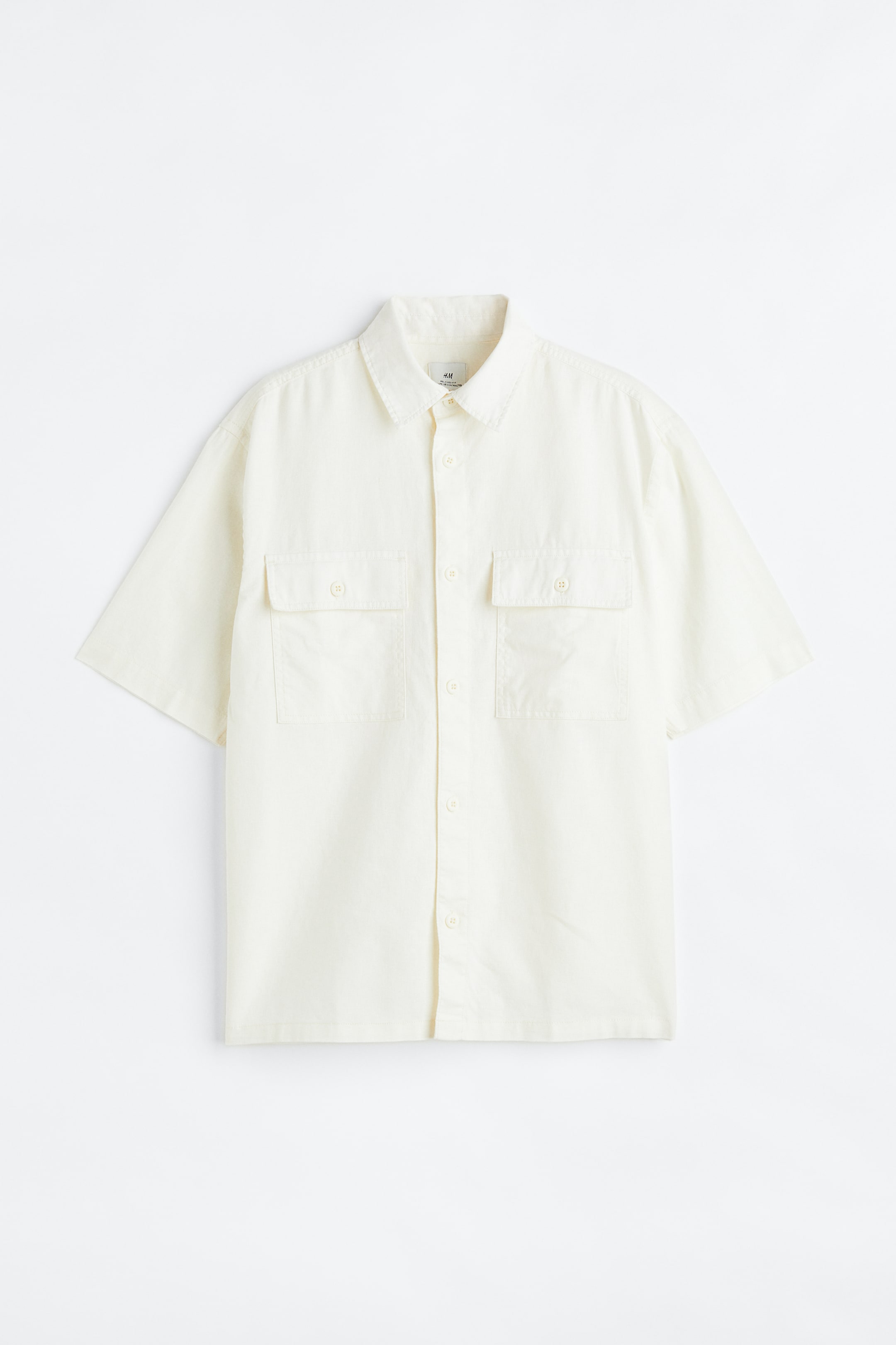 View larger image: Regular Fit Linen-blend Shirt - Cream - Men | H&M PH 1