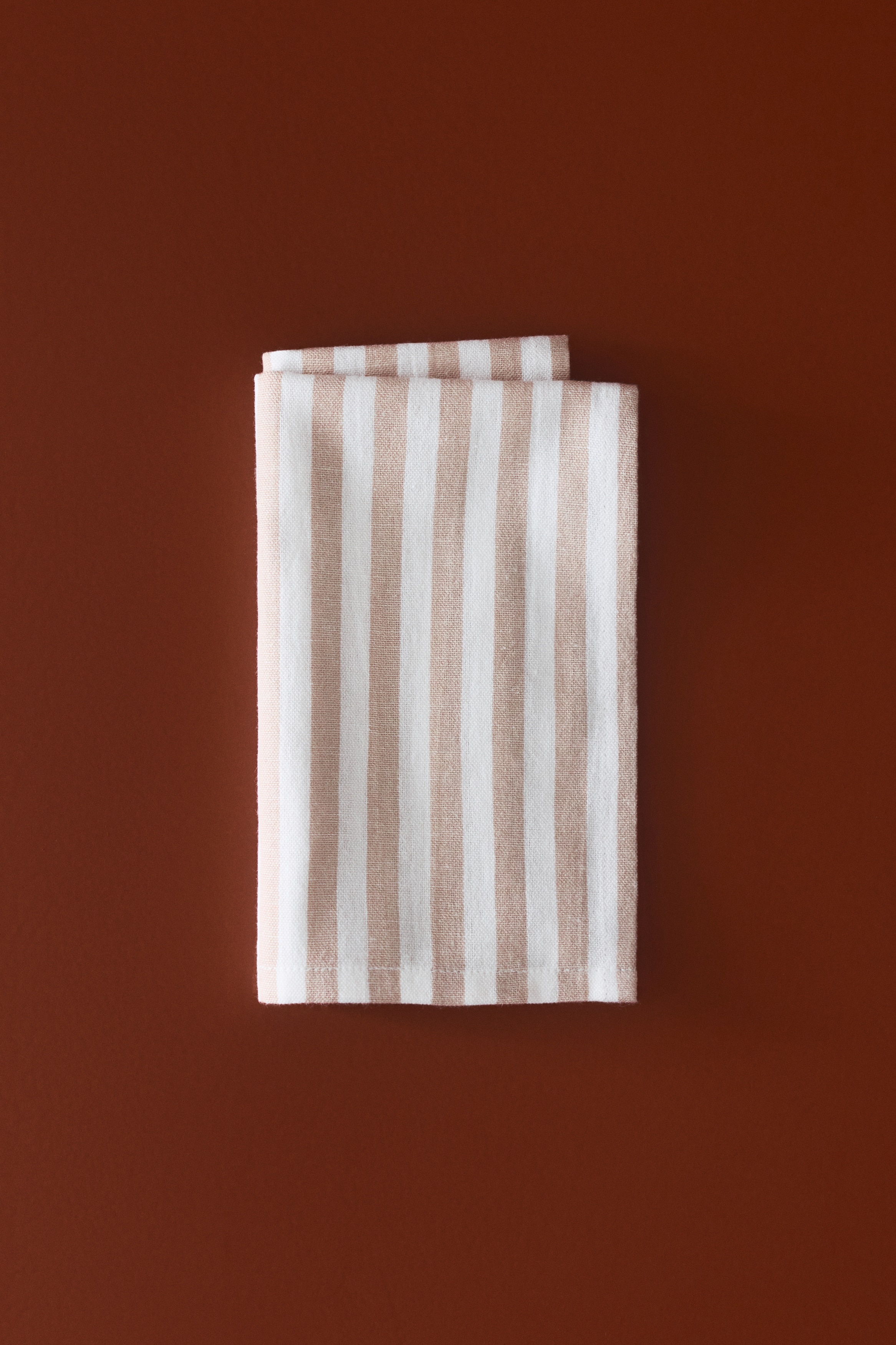 4-Pack Cotton Napkins - Beige/striped/Yellow/striped/Yellow/gingham check/Light pink/striped/Beige/gingham/Terracotta/gingham/Dark brown/striped/Terracotta/striped