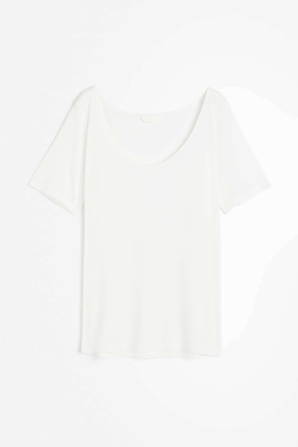 Lyocell T-shirt - Low-cut Neckline - Short sleeve - White - Ladies | H&M US