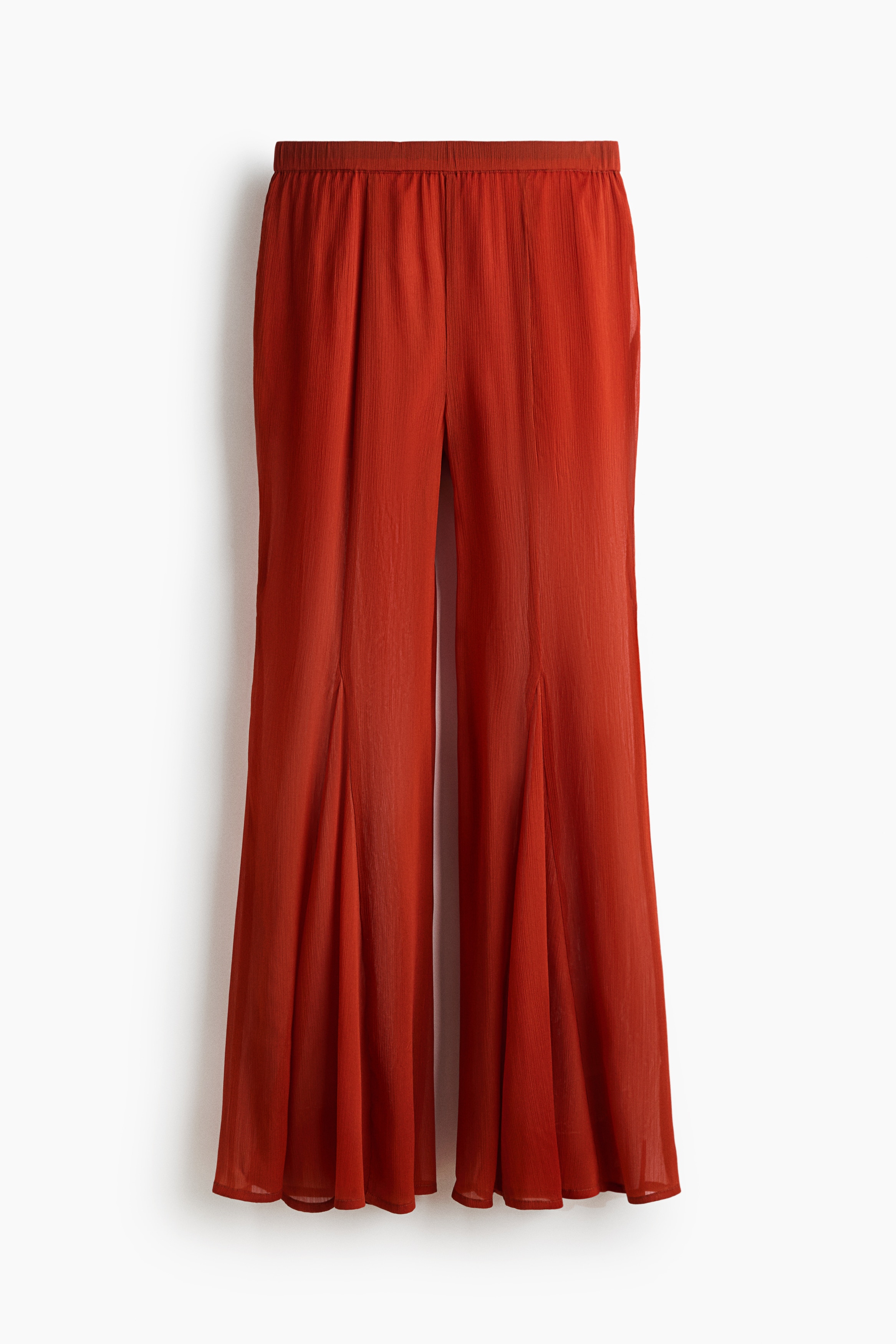 Flared Crinkled Pants - Red/Burgundy/patterned