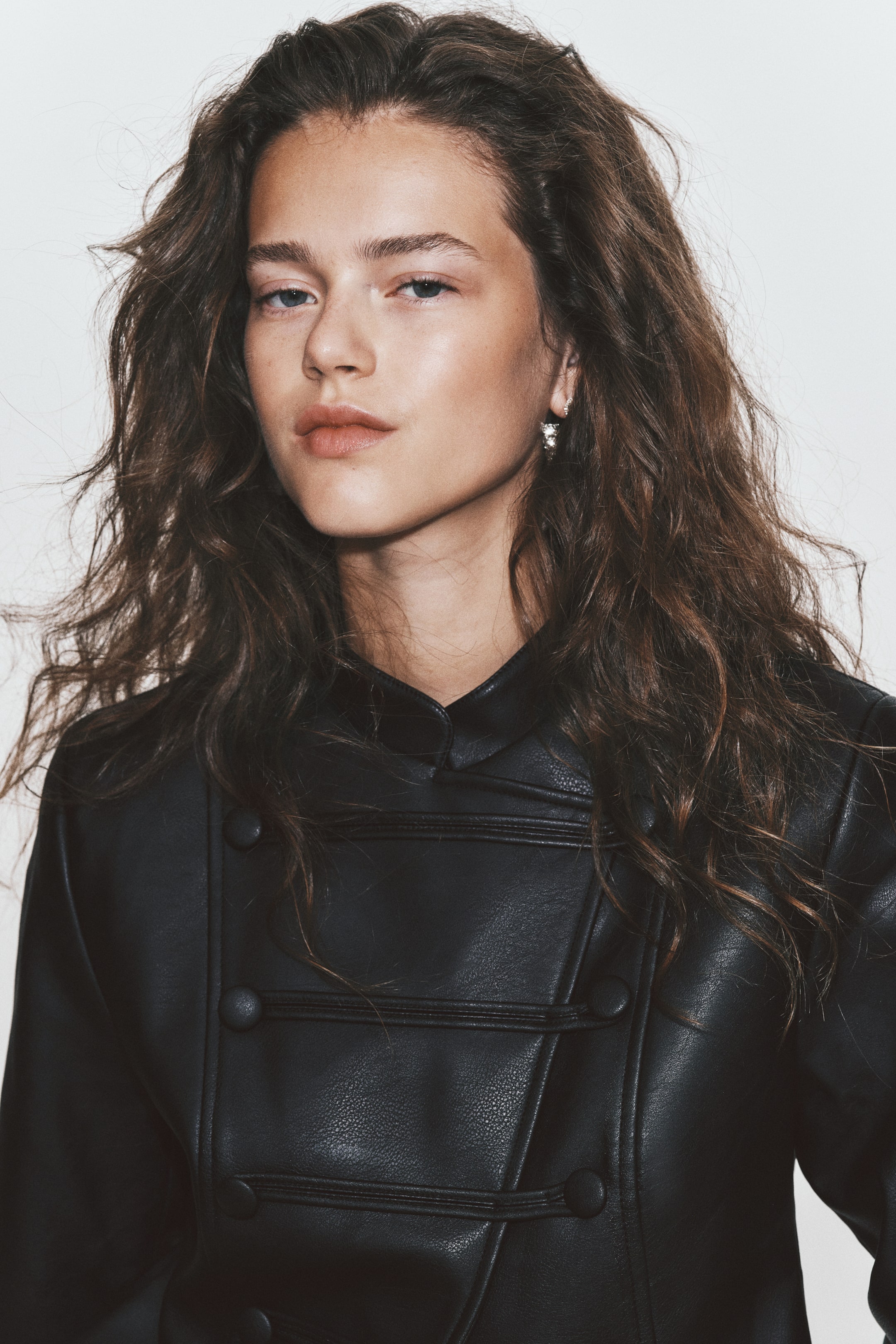 Coated Button-Detail Jacket