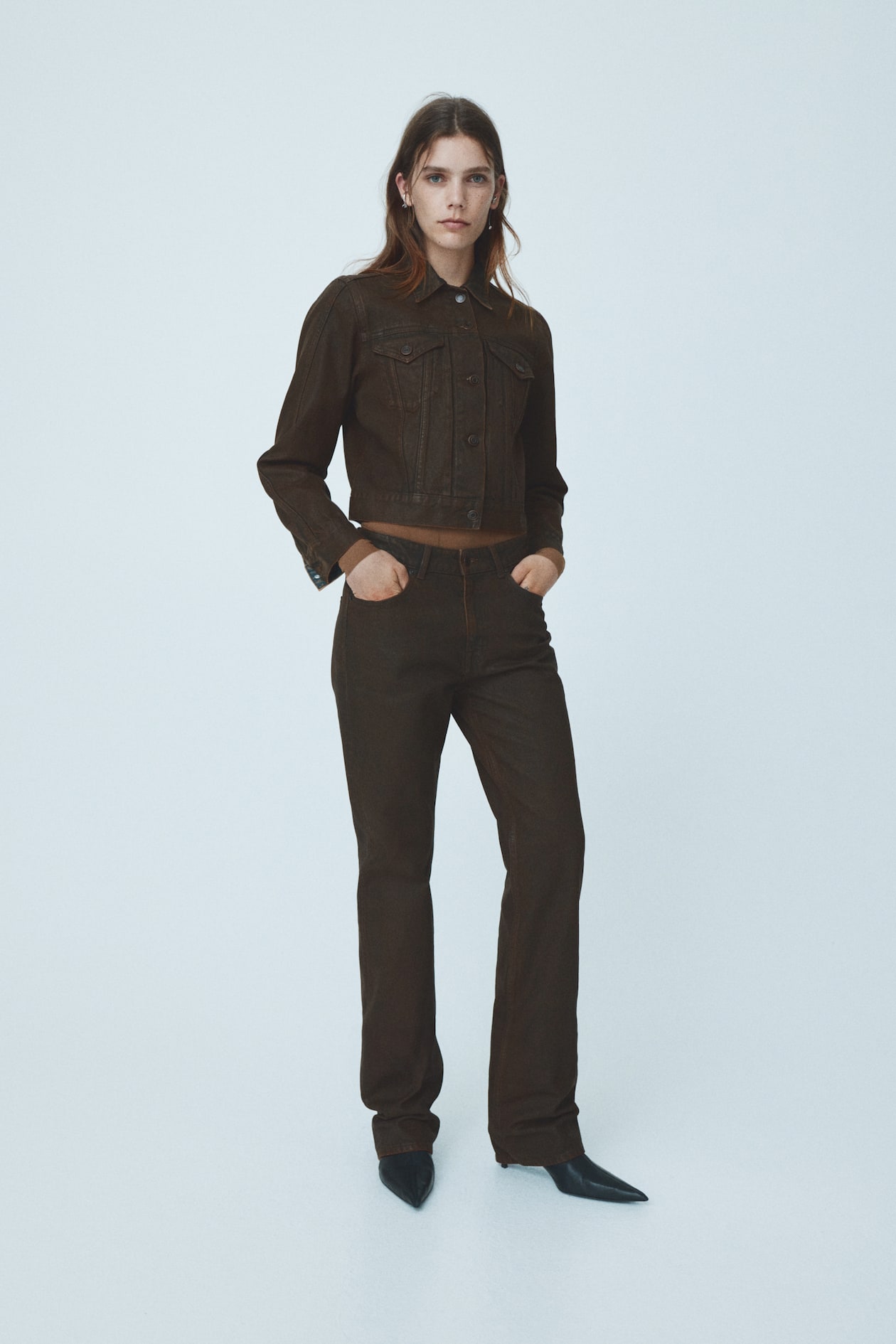 Coated Straight-Leg Jeans