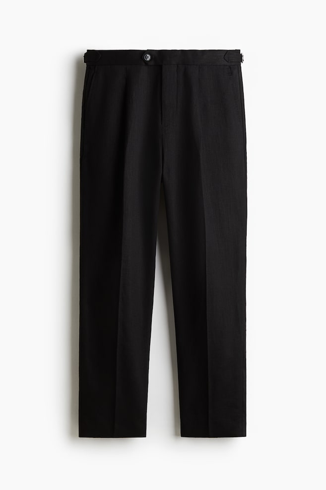 Anzughose aus Leinenmix in Regular Fit - Schwarz/Hellbeige - 1
