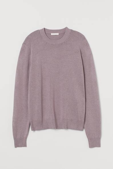 Fine-knit jumper - Round neck - Long sleeve - Purple marl - Ladies | H&M GB