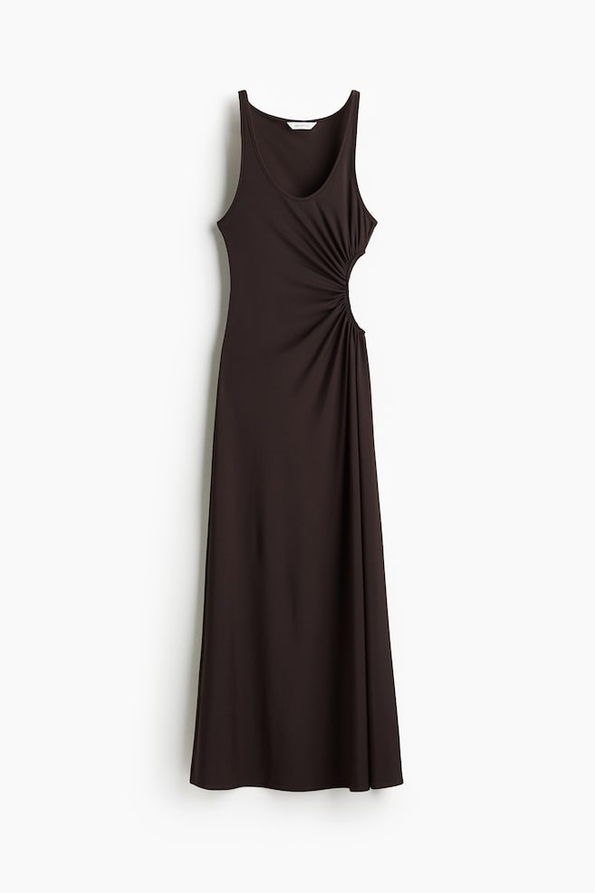 Vestido cut-out drapeado - Marrón oscuro - 1