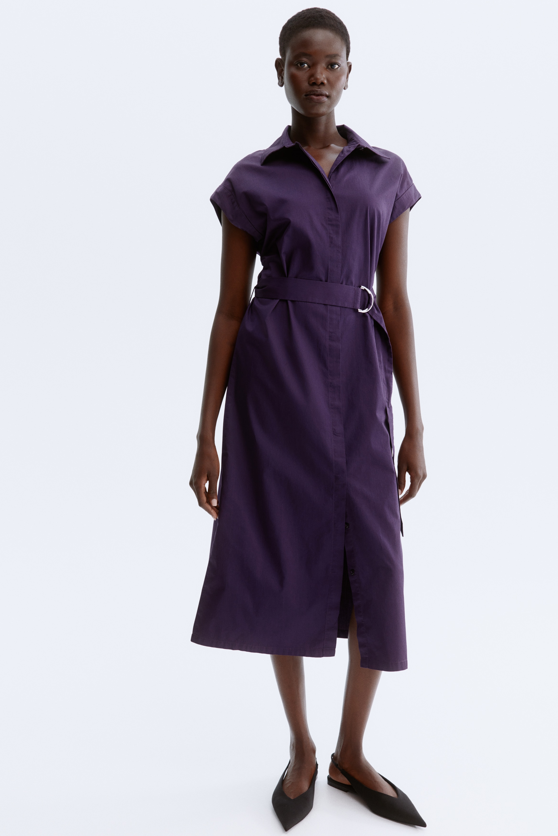 Belted Poplin Shirt Dress - Brown - Ladies | H&M US