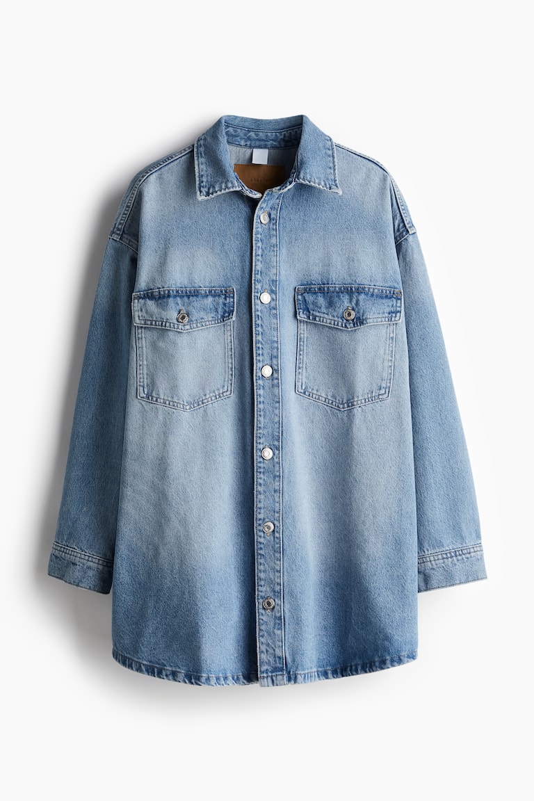 Denim Oversize Camisas Vaqueras Mujer H&m Denim Shirt Camisa