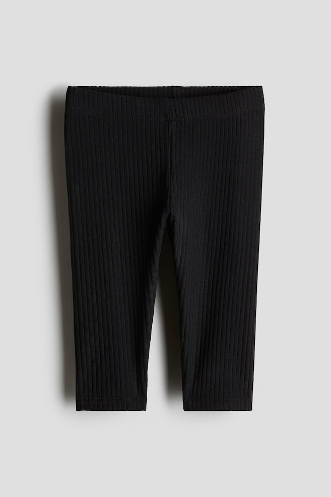 Gerippte Baumwollleggings - Schwarz/Hellgrau/Hellrosa/Beige - 1
