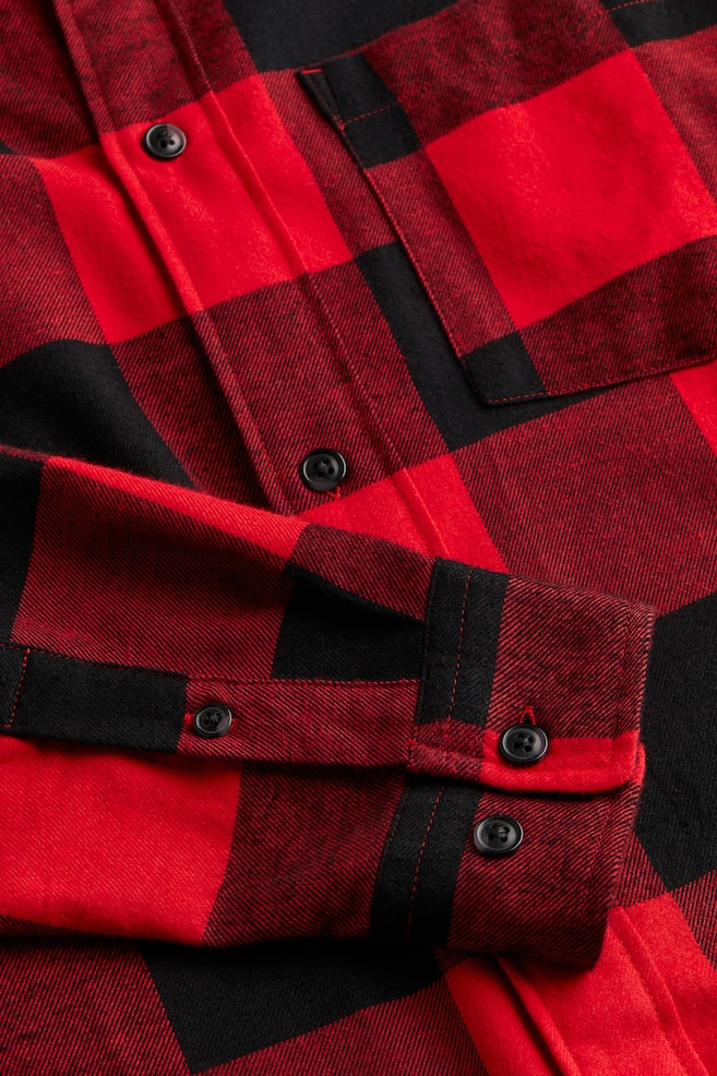 Relaxed Fit Flannel shirt - Red/Checked/Black/Checked/Dark green/Checked/Dark grey/Checked - 7