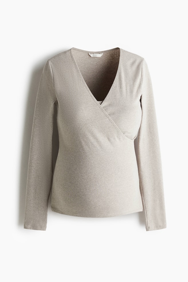 MAMA Ribbed nursing top - Beige marl/Black - 1
