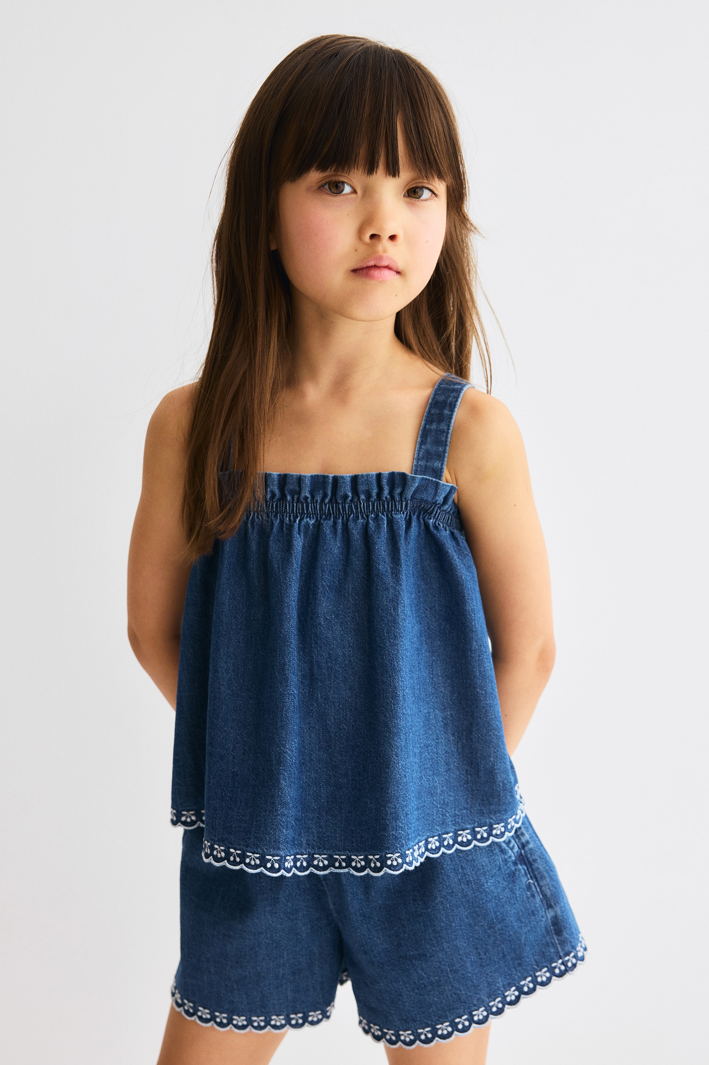 2-piece denim set - Dark denim blue/Cherries/Light denim blue