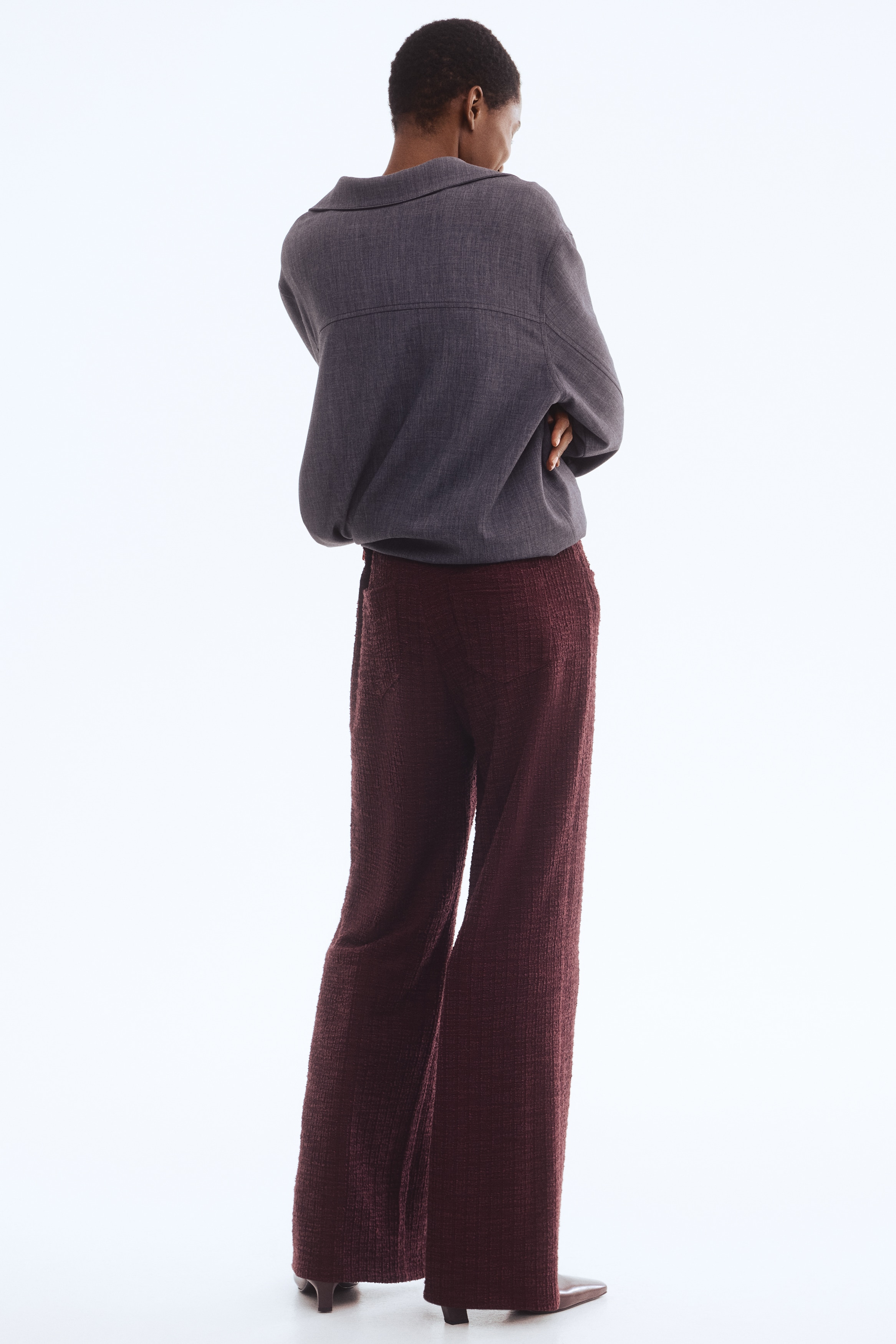 Women's Burgundy Bouclé Pants | H&M CA