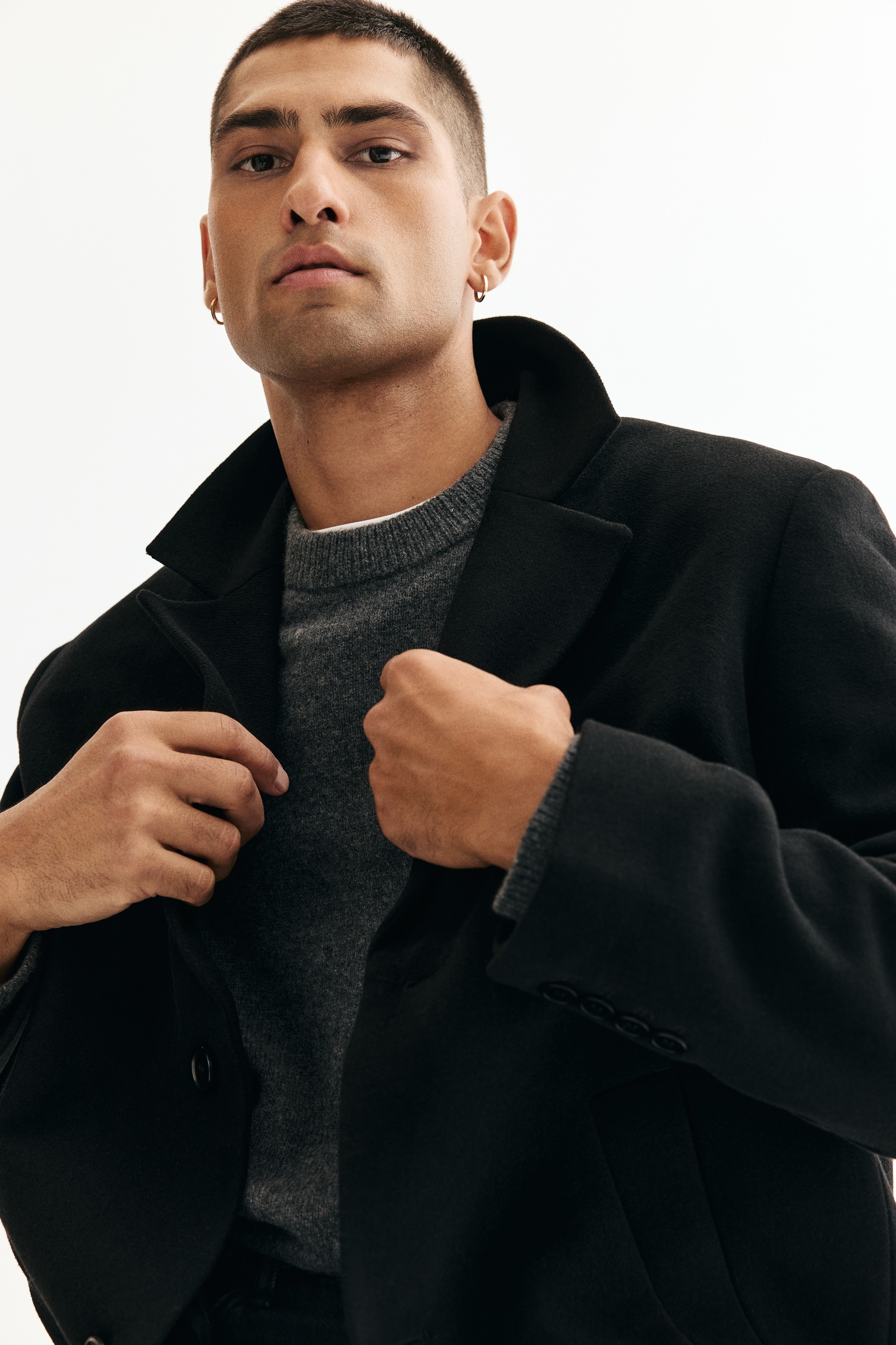 Single-breasted wool-blend coat - Black - Men | H&M IN