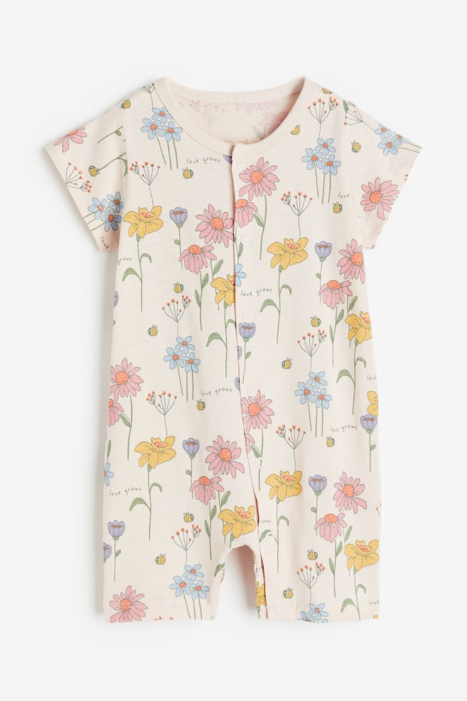 Patterned all-in-one pyjamas - Beige/Flowers/Light beige/Cherries/Light blue/Boats/White/Animals - 1