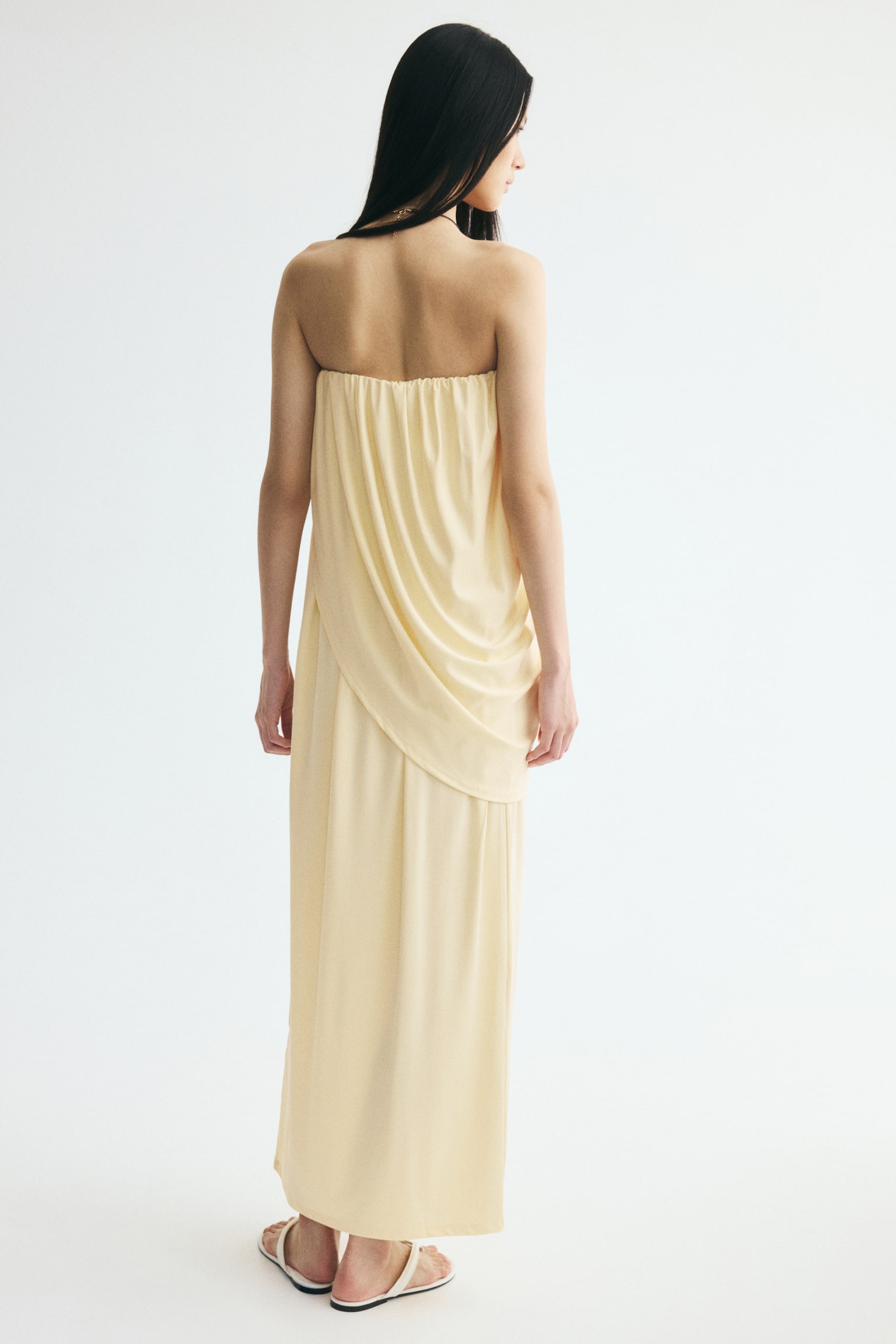 Женское платье H&M Draped Bandeau, цвет: Бледный жёлтый — фото 5