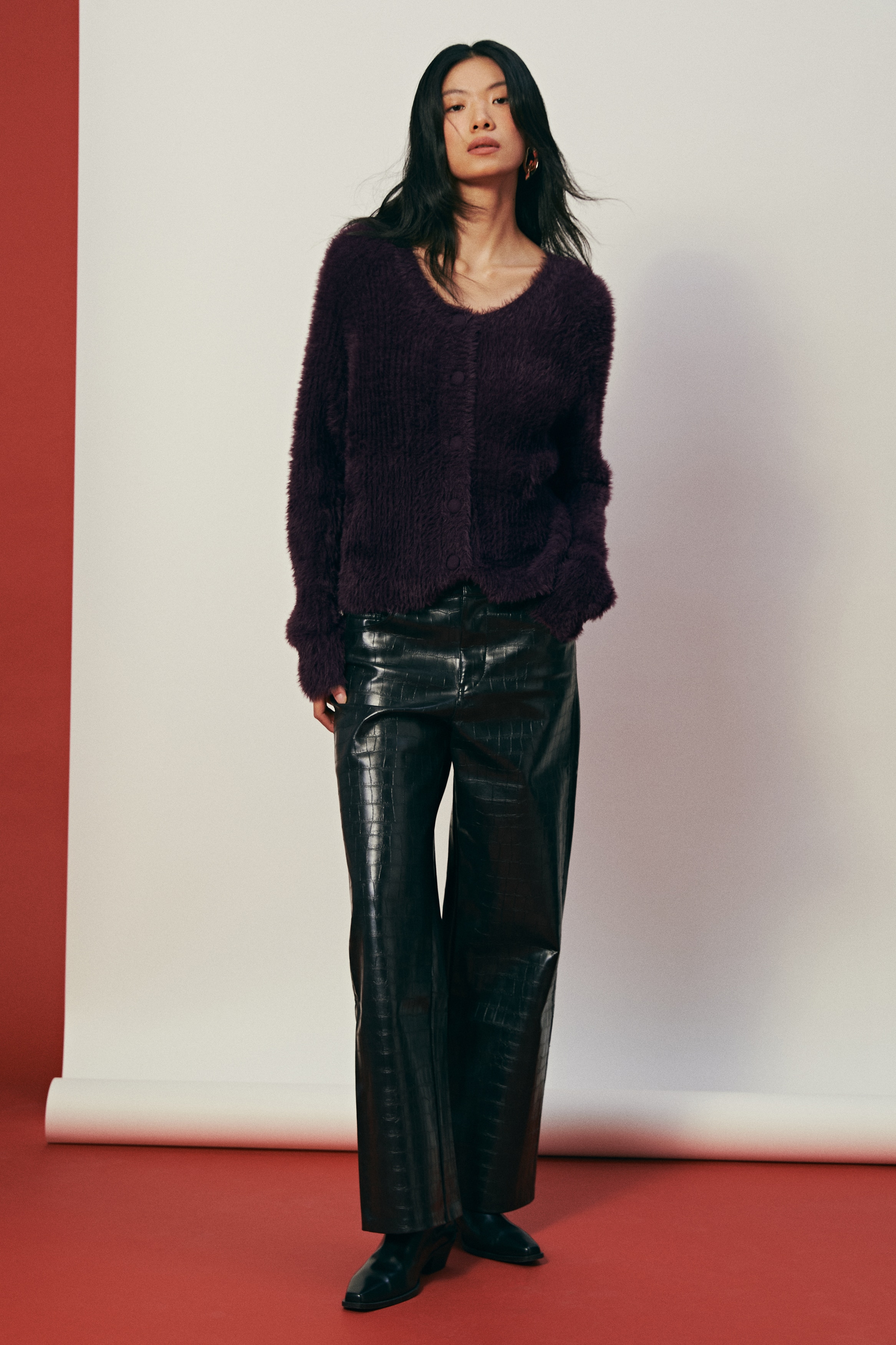 カーディガン - ダークパープル - レディース | H&M JP