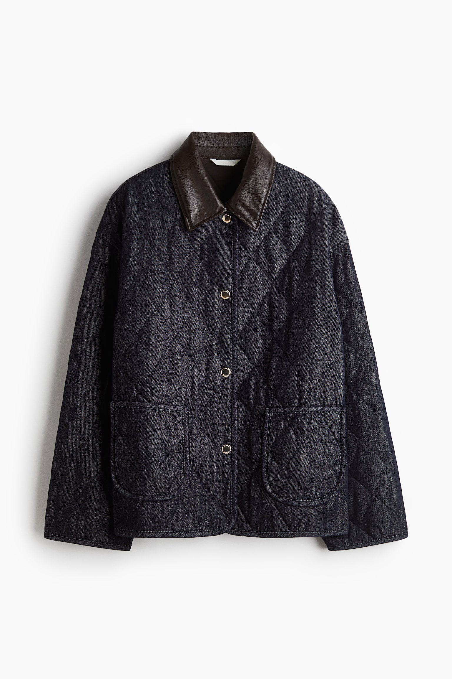 Женская куртка H&M Quilted Denim Jacket, цвет: Тёмный джинсовый синий — фото 1