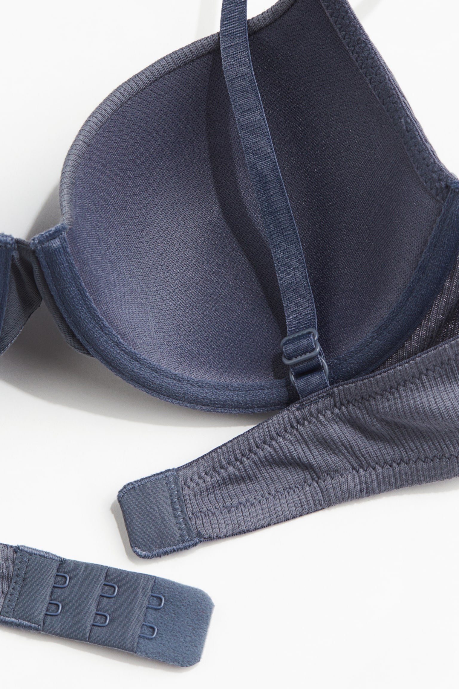 Padded underwired cotton bra - Pigeon blue/Light grey marl/Black - 3