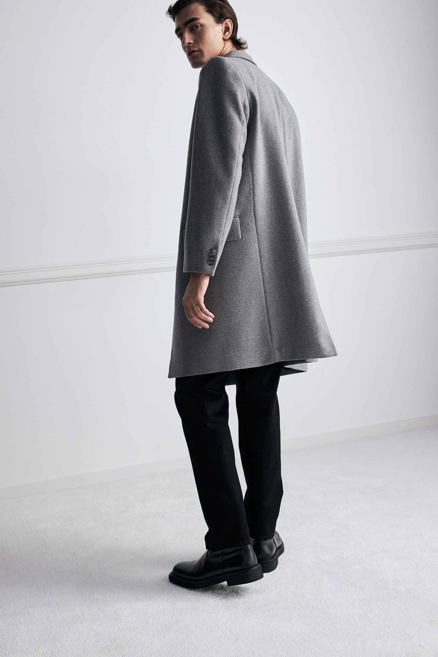 Wool-blend coat - Grey marl/Black/Navy blue - 6