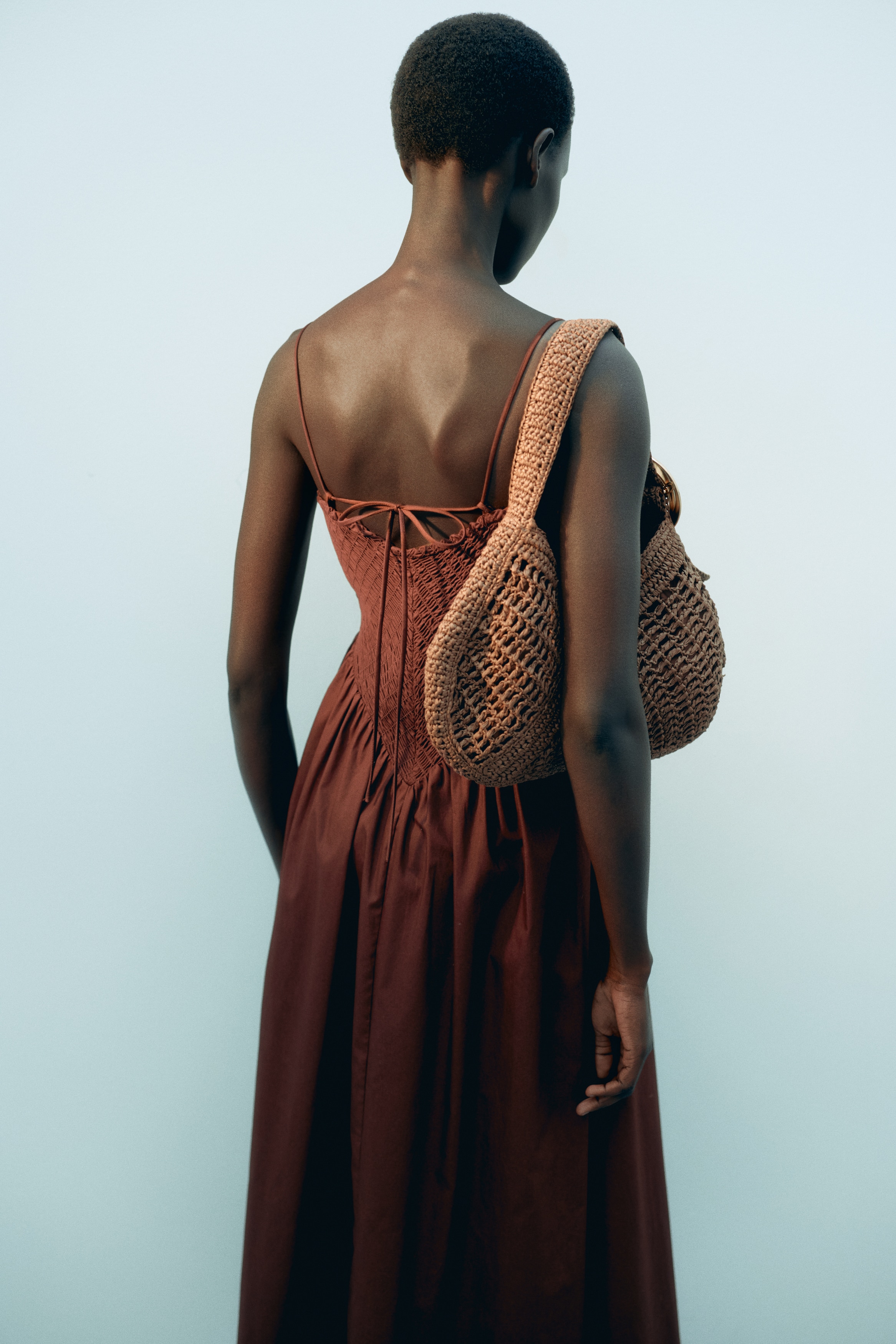 h&m brown smocked dress H&M MAMA - Rust Brown Smocked-detail dress