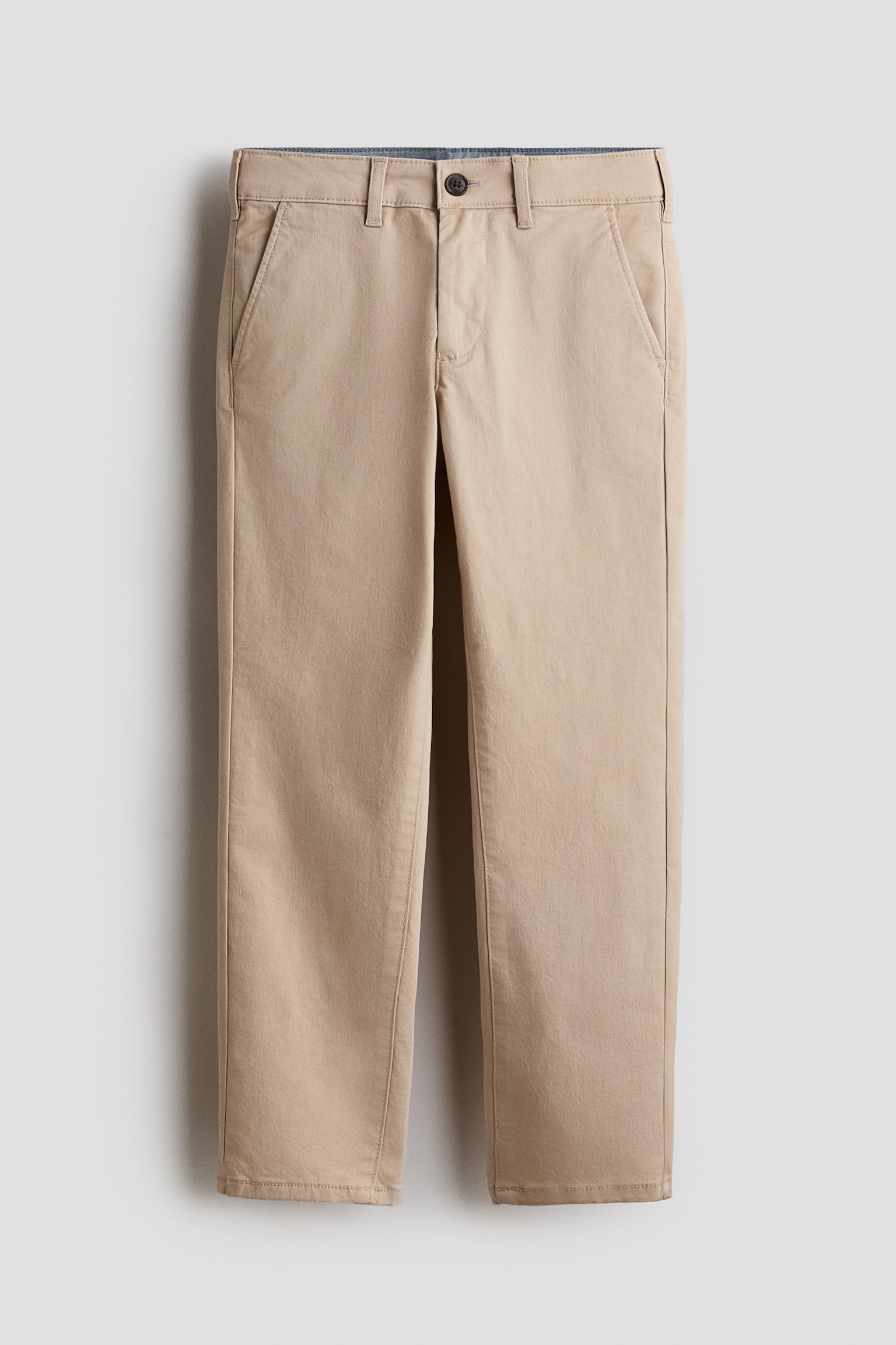 Tapered twill chinos - Light beige/Navy blue