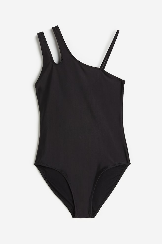 Asymmetric swimsuit - Black/Sage green - 1