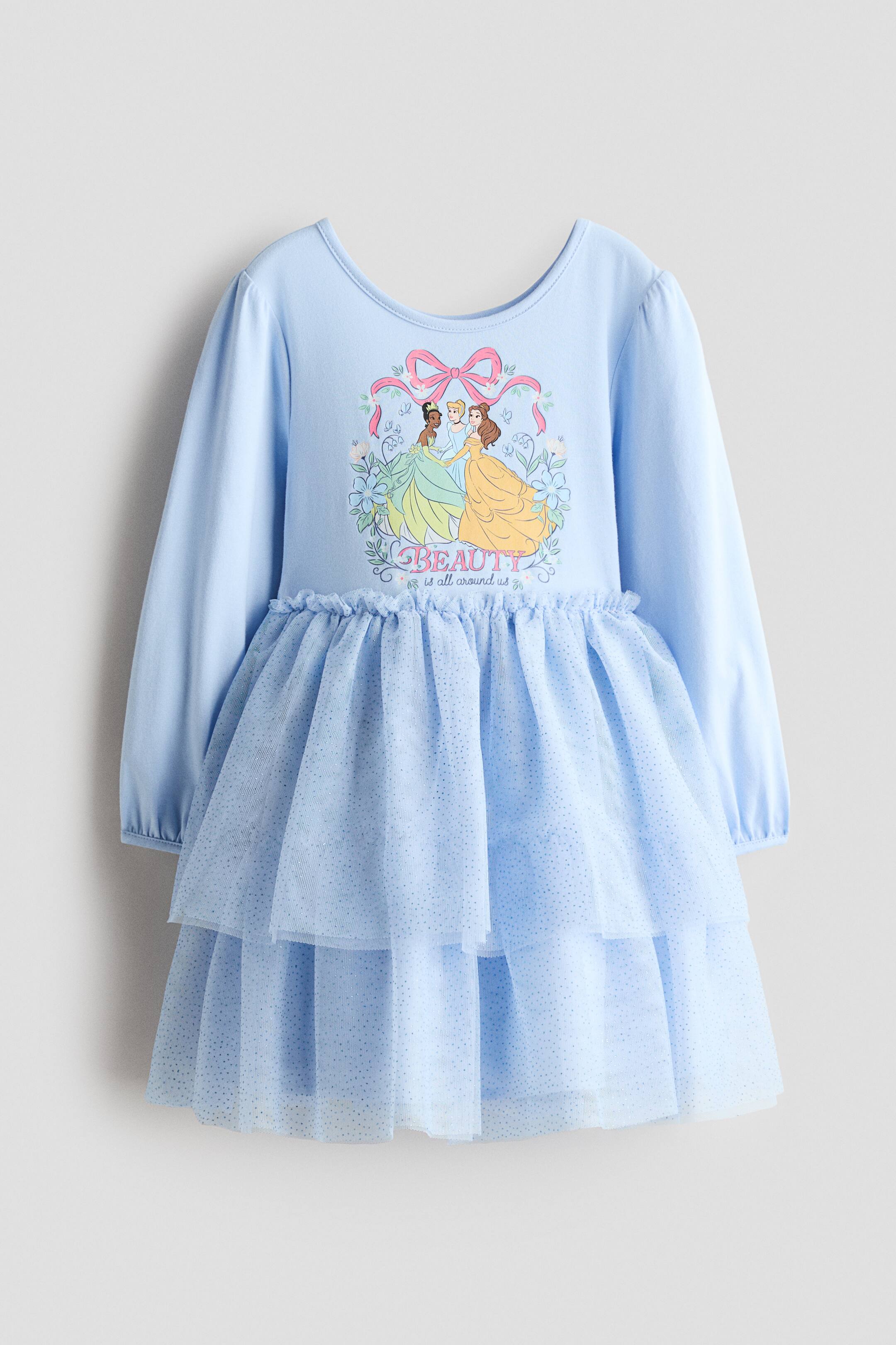 View larger image: Print-motif tulle-skirt dress - Light blue/Disney Princesses - Kids | H&M 1