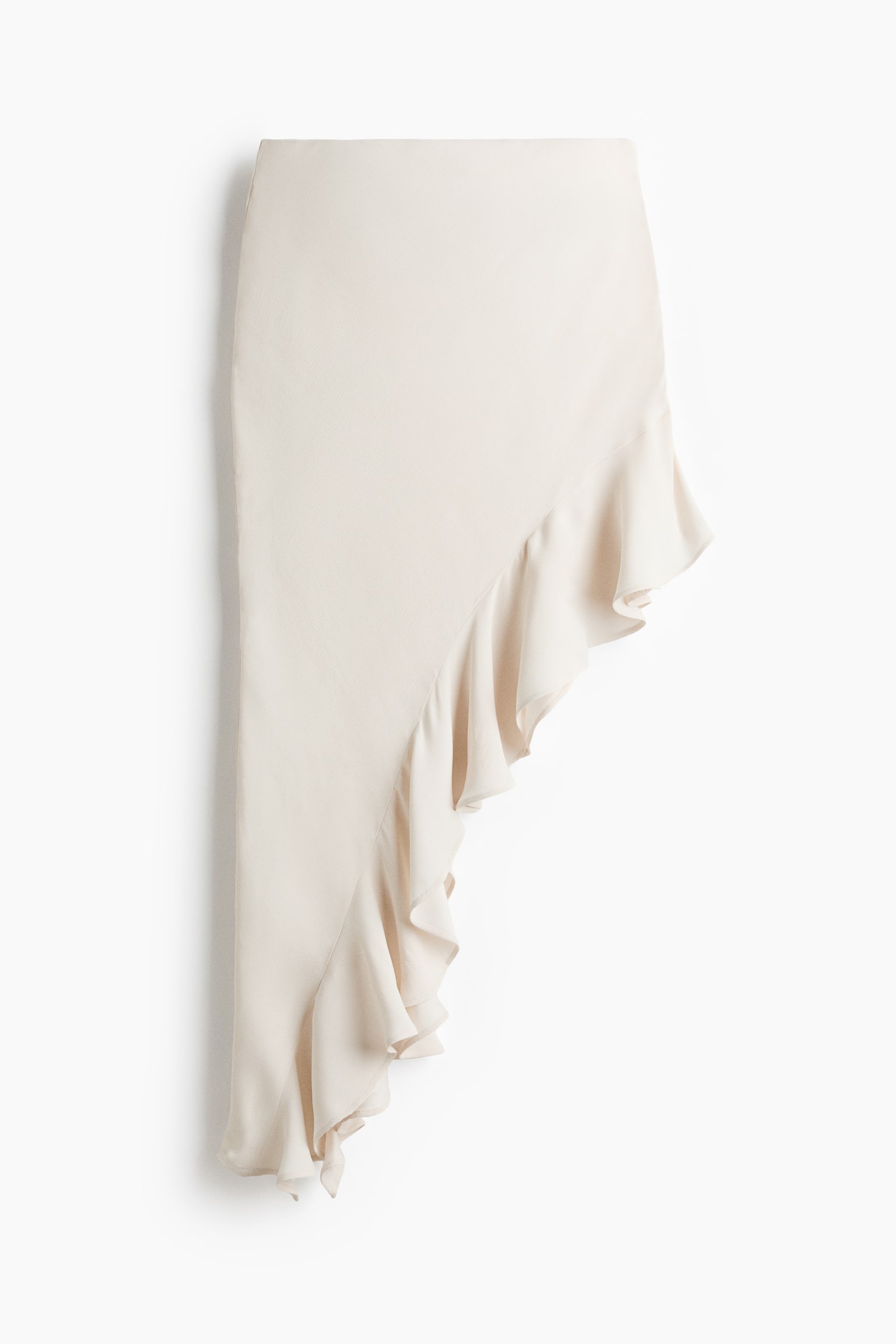 Flounce-trimmed viscose skirt - Krem - 1