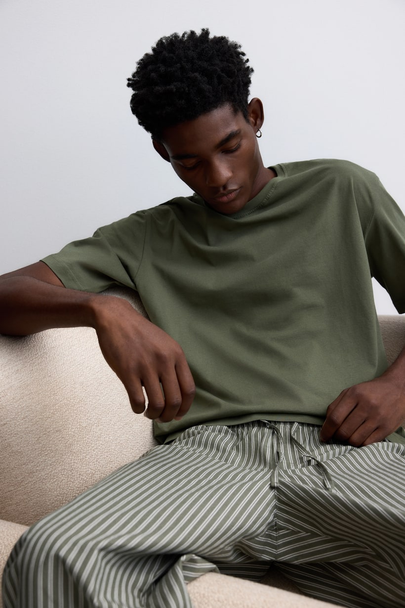 Sanraflic Pigiama Corto Da Uomo In Raso, A Maniche Corte, Con - Foto 4