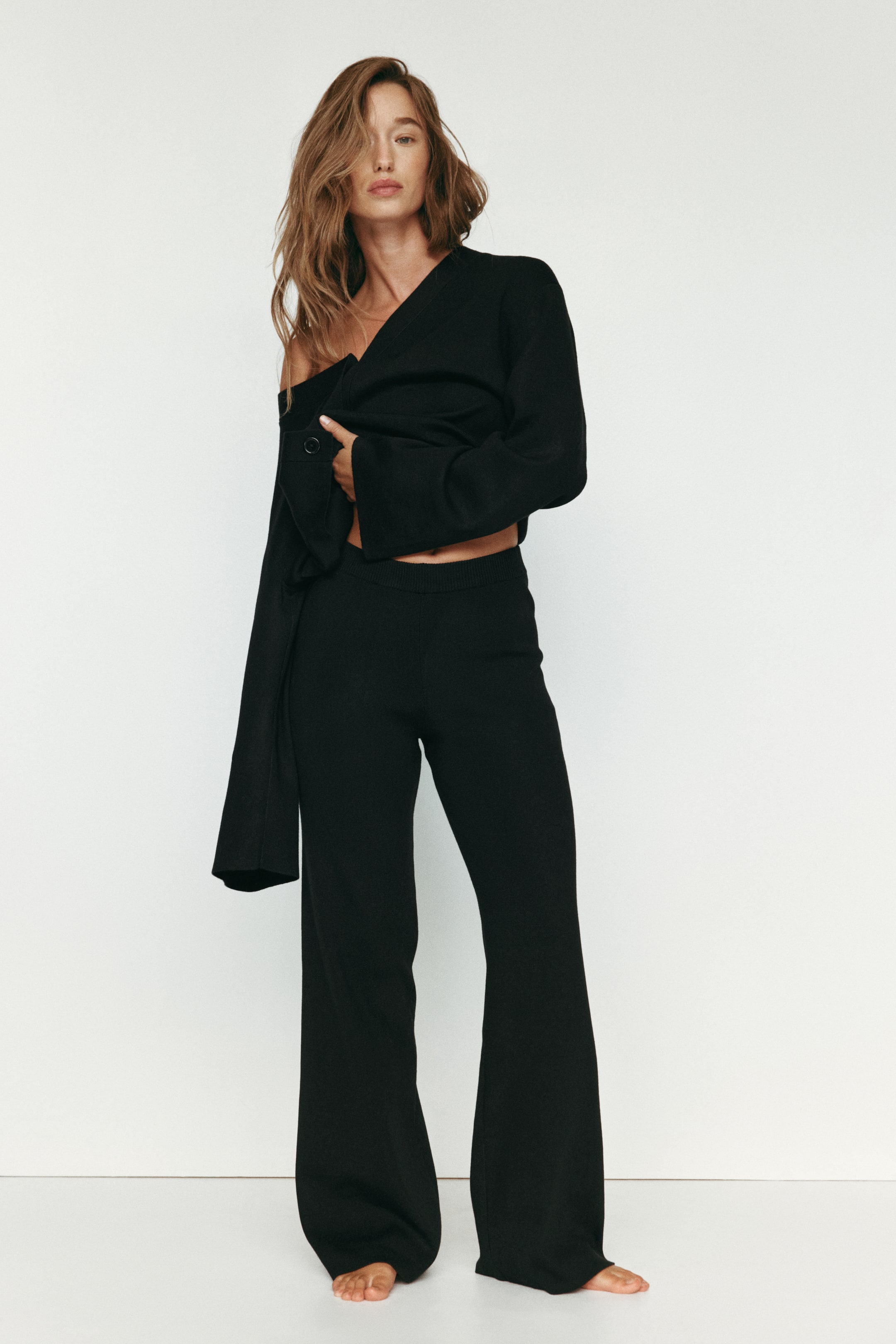 View larger image: Fine-knit trousers - Black - Ladies | H&M 1
