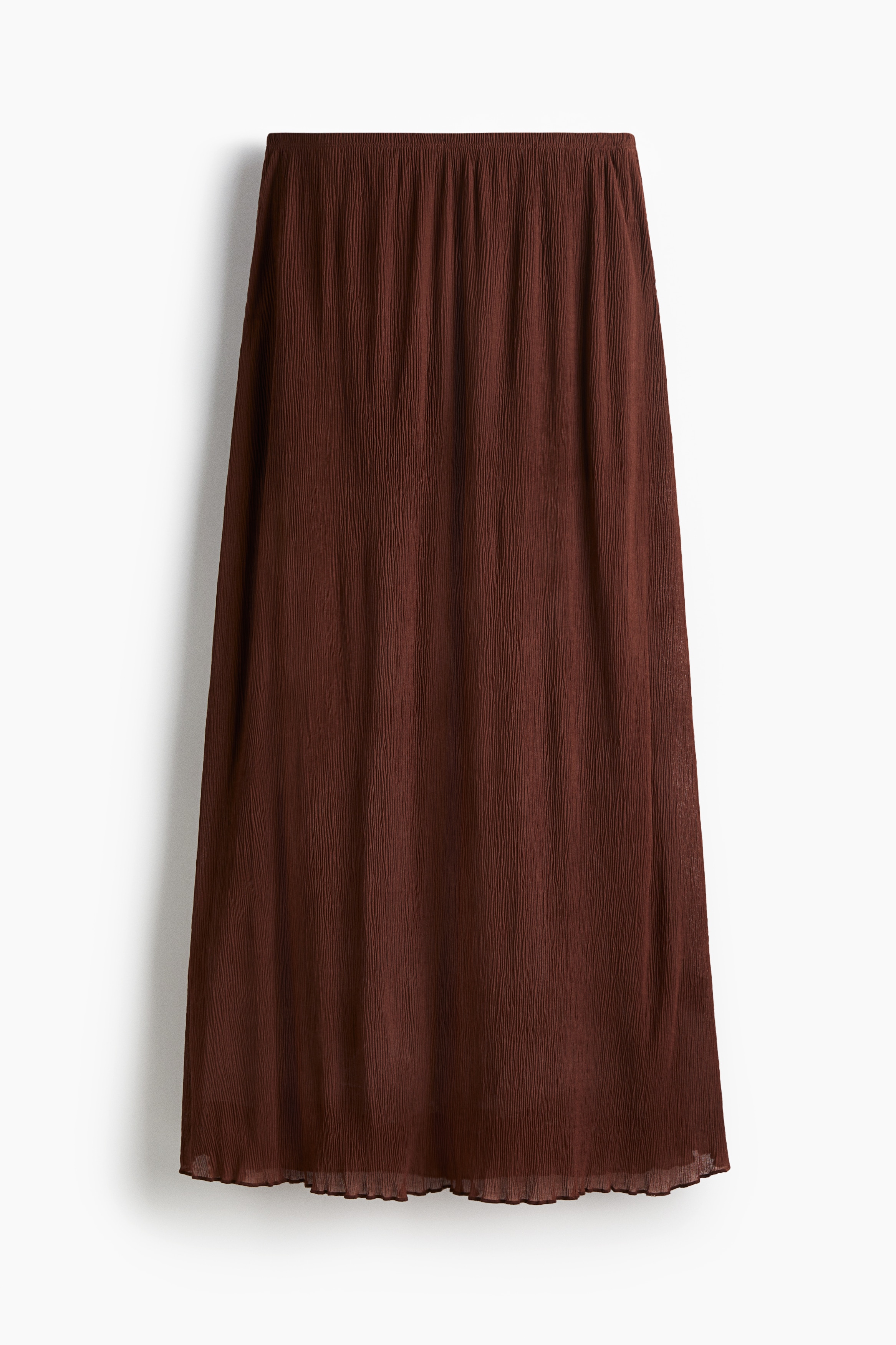 Plissé maxi skirt - Dark brown/White