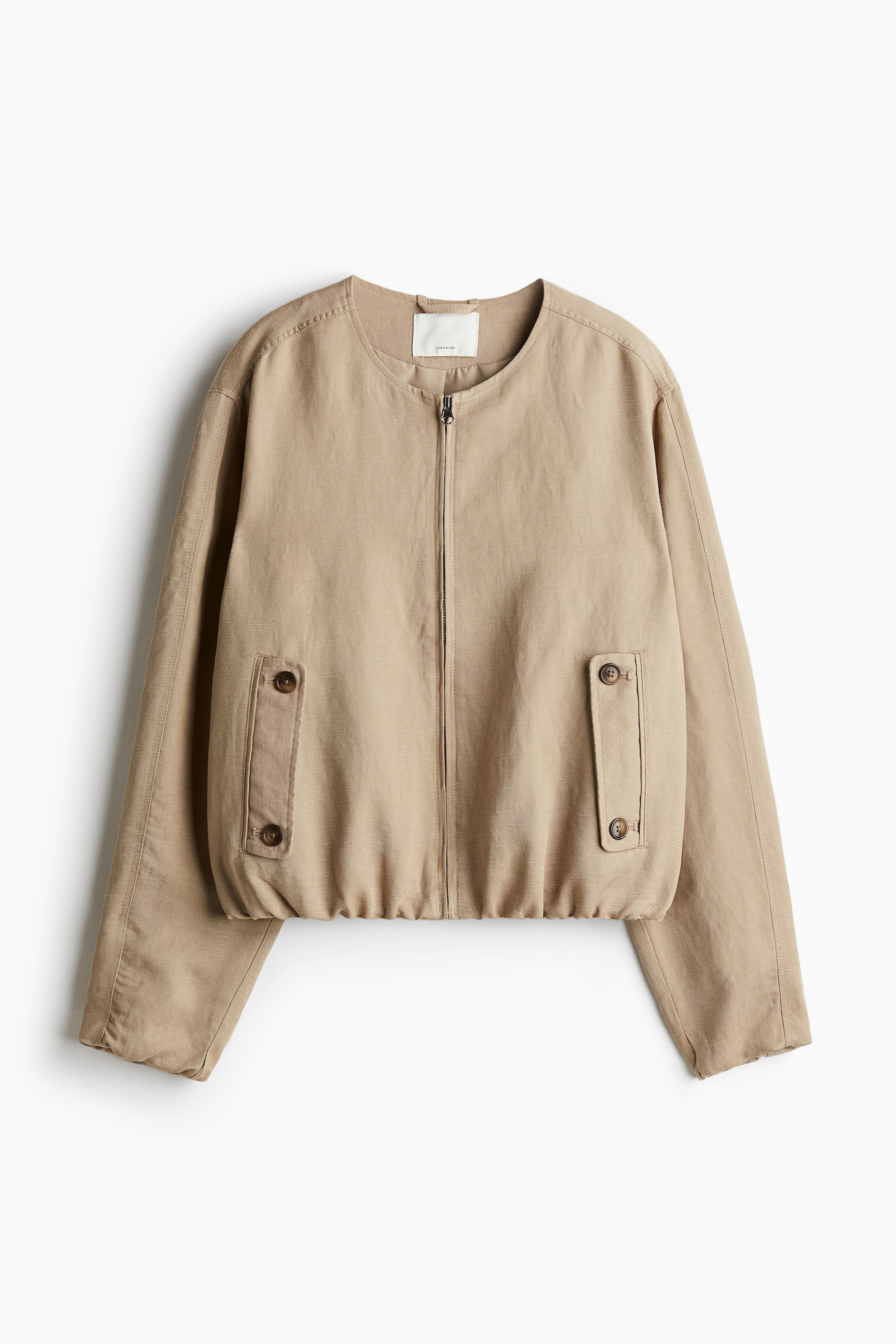 Linen-Blend Bomber Jacket