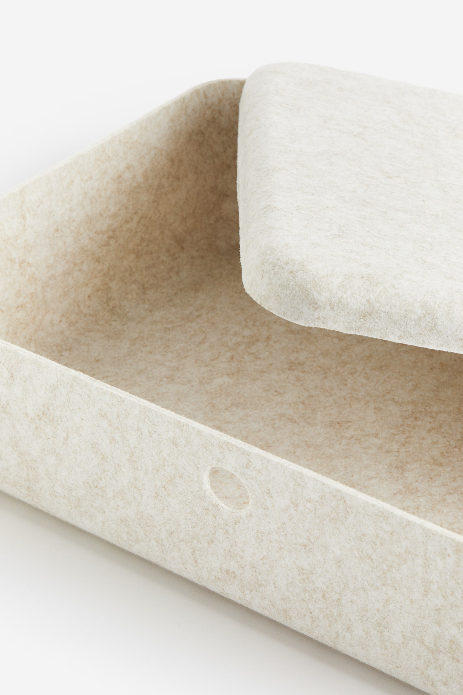 Felted storage box - Light beige marl - 4