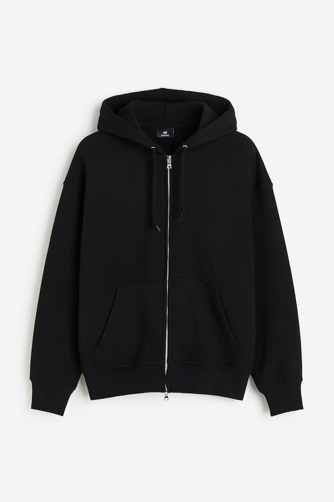 Oversized Fit Zip-through hoodie - Black/Beige/Light grey marl/White - 2