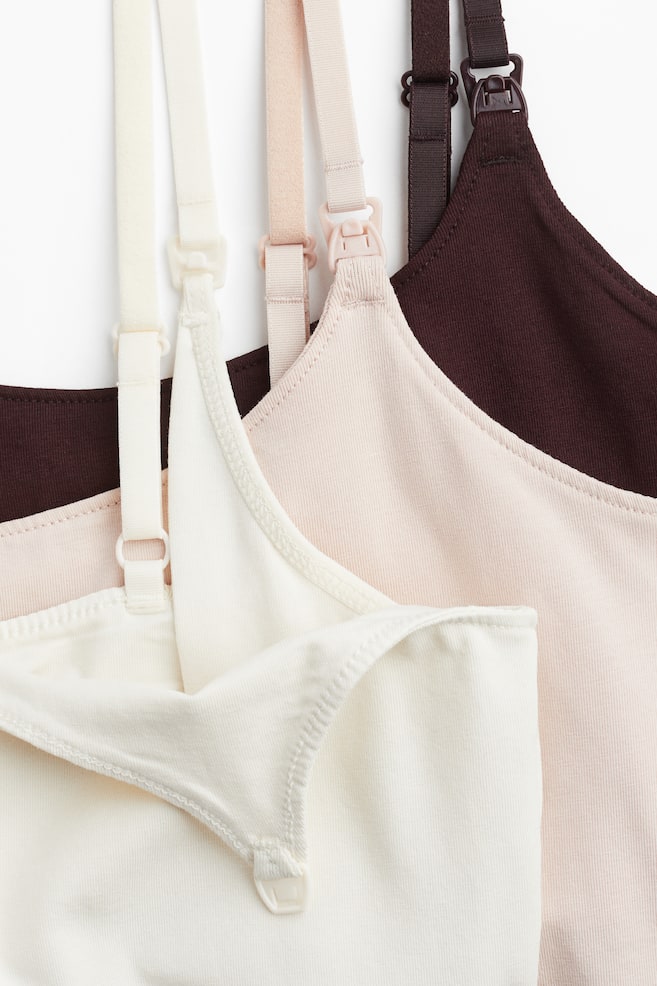 MAMA 3-Pack Nursing Camisole Tops-Burgundy/powder pink - 6