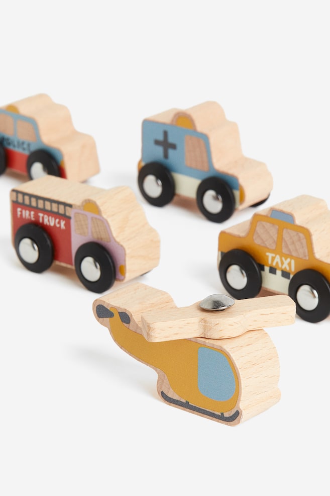Lot de 5 jouets en bois - Multicolore/véhicules - 3