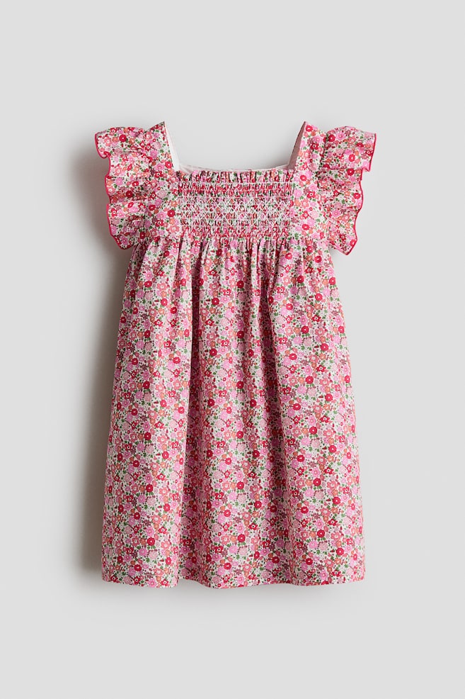 Robe à manches volantées en coton - Rose/fleuri - 1