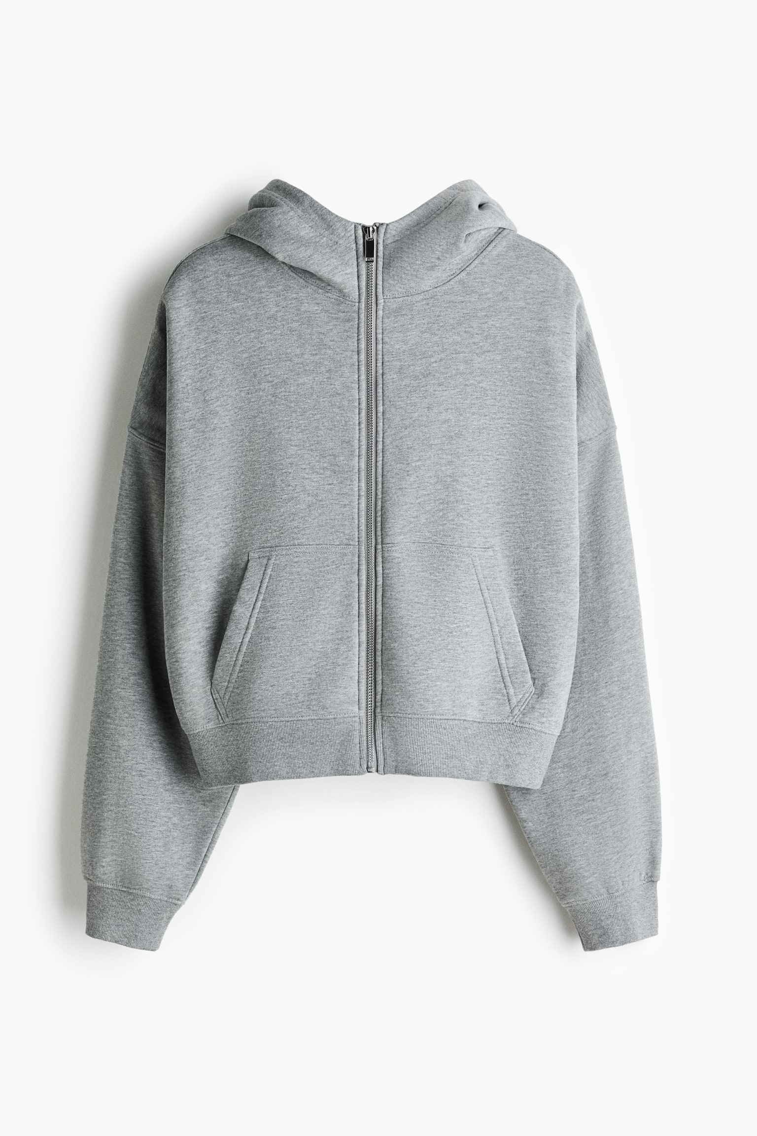 Zip-through hoodie - Grey marl/Black/Light peach pink/Brown - 2