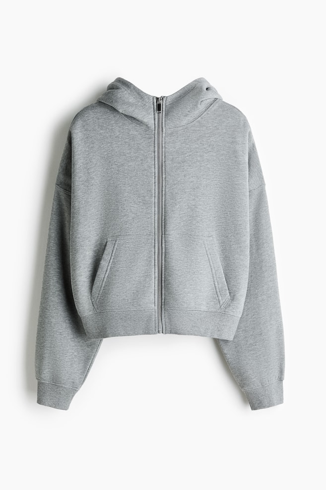 Hooded Jacket - Gray melange/Light peach pink/Dark red - 1